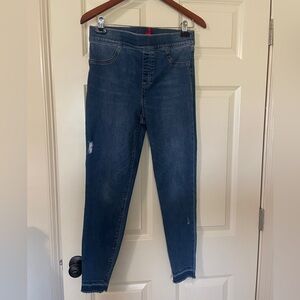 Spanx Denim Distressed Blue Jean Denim Leggings Large